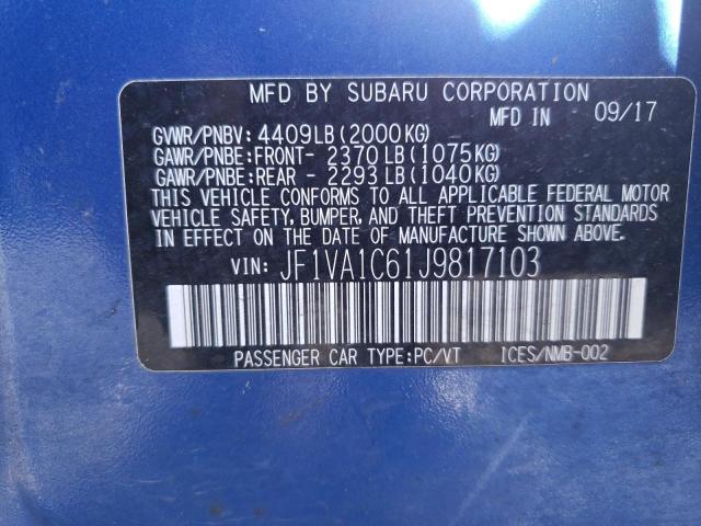 2018 SUBARU WRX PREMIU JF1VA1C61J9817103