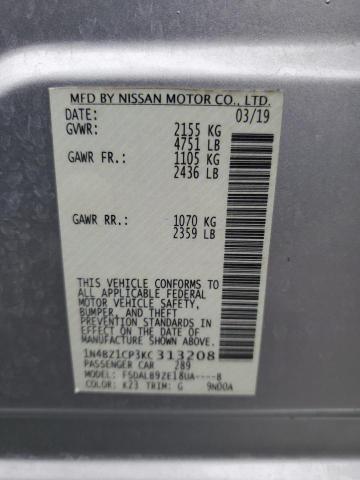 2019 NISSAN LEAF S PLU - 1N4BZ1CP3KC313208