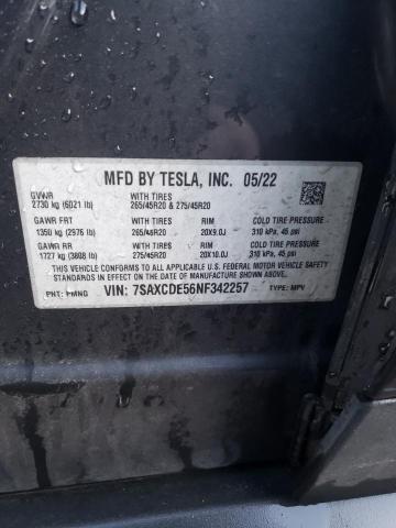 2022 TESLA MODEL X - 7SAXCDE56NF342257