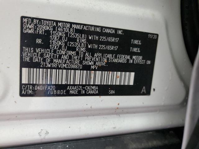 2021 TOYOTA RAV4 XLE - 2T3W1RFV0MC098870