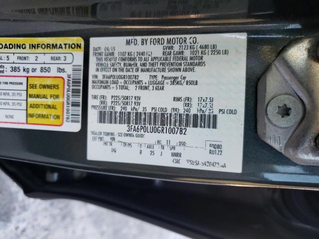 2016 FORD FUSION SE - 3FA6P0LU0GR100782