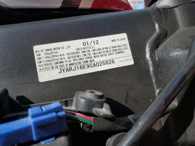 2012 YAMAHA YZFR6 JYARJ16E9CA025826