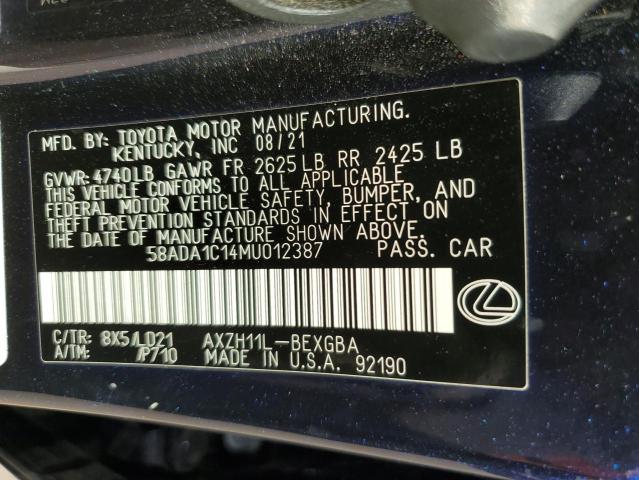 2021 LEXUS ES 300H 58ADA1C14MU012387
