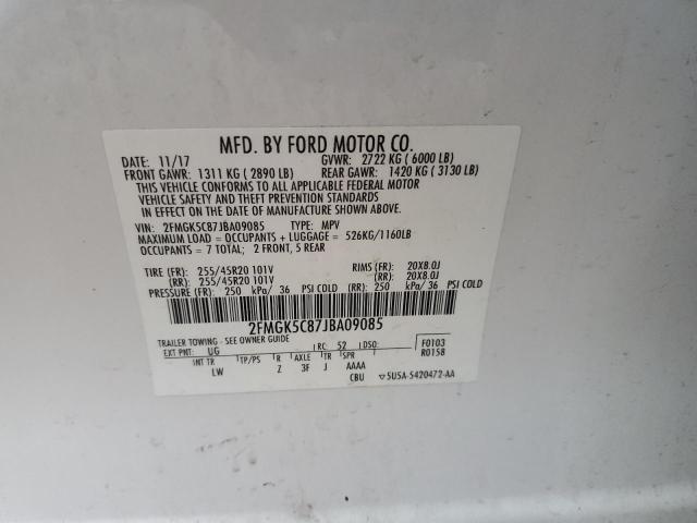 2018 FORD FLEX SEL 2FMGK5C87JBA09085