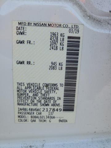 2019 NISSAN ALTIMA S - 1N4BL4BV6KC217849