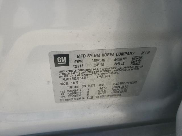 2018 CHEVROLET TRAX 1LT - KL7CJLSB5JB726501