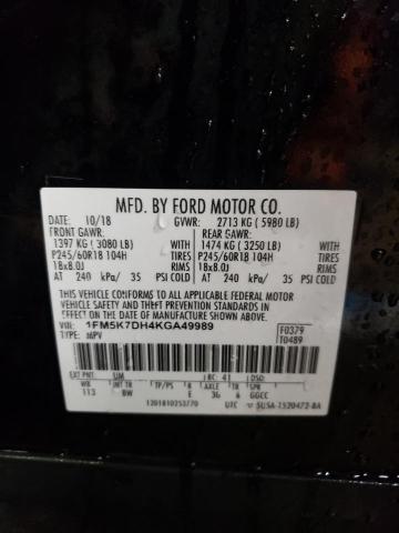 2019 FORD EXPLORER X - 1FM5K7DH4KGA49989