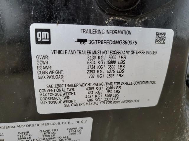 2021 GMC SIERRA C15 - 3GTP8FED4MG350075