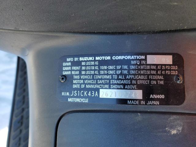 2006 SUZUKI AN400 K3 JS1CK43A262102748