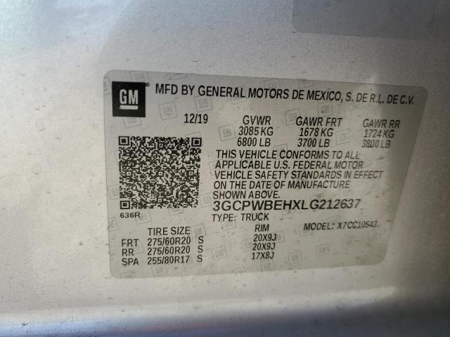 2020 CHEVROLET SILVERADO - 3GCPWBEHXLG212637