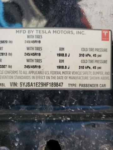 2017 TESLA MODEL S - 5YJSA1E29HF189847