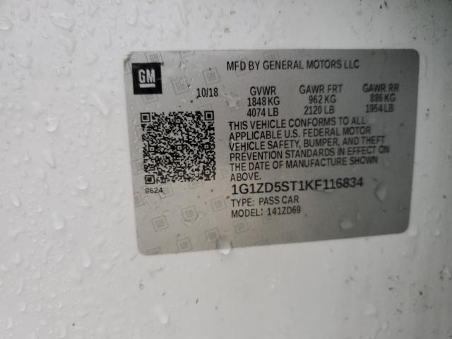 2019 CHEVROLET MALIBU LT 1G1ZD5ST1KF116834