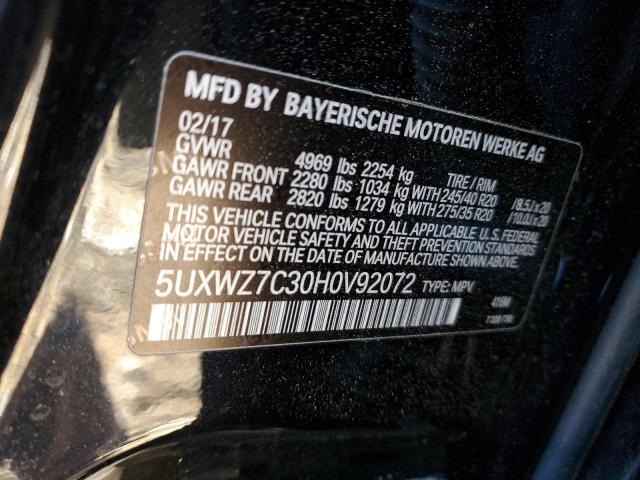 2017 BMW X3 SDRIVE2 - 5UXWZ7C30H0V92072