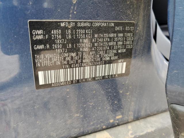 2022 SUBARU OUTBACK LI 4S4BTANC7N3204823