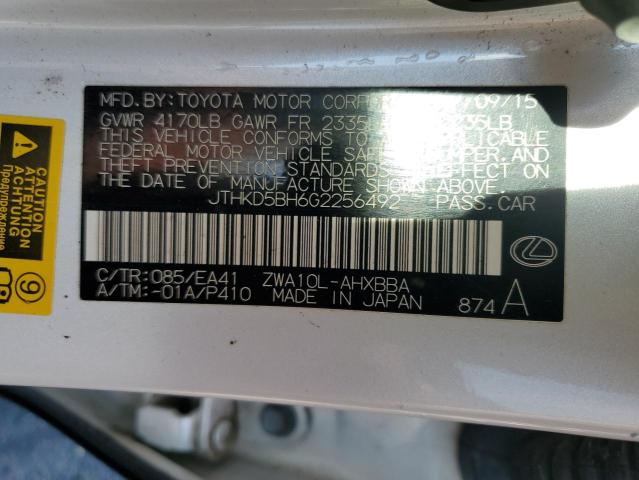 2016 LEXUS CT 200 JTHKD5BH6G2256492