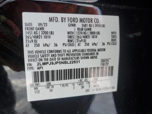 2022 LINCOLN NAUTILUS B 2LMPJ9JP5NBL22831