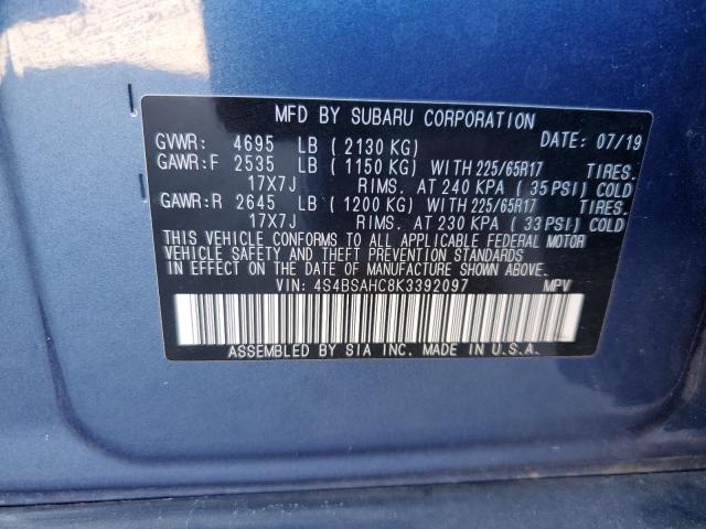 2019 SUBARU OUTBACK 2. - 4S4BSAHC8K3392097