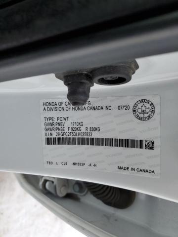 2020 HONDA CIVIC LX 2HGFC2F53LH025833
