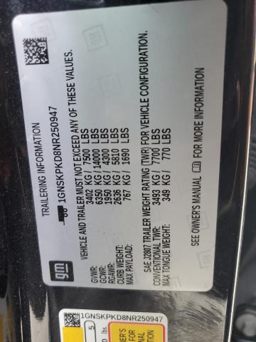 2022 CHEVROLET TAHOE K150 - 1GNSKPKD8NR250947