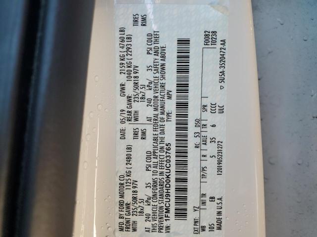 2019 FORD ESCAPE SEL - 1FMCU9HD0KUC03765