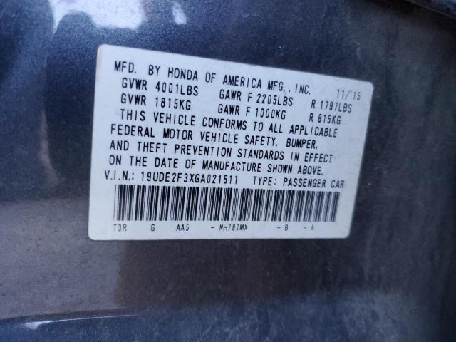 2016 ACURA ILX BASE W - 19UDE2F3XGA021511