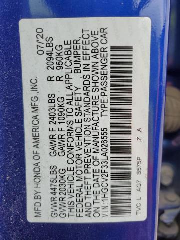 2020 HONDA ACCORD SPO - 1HGCV2F33LA026555