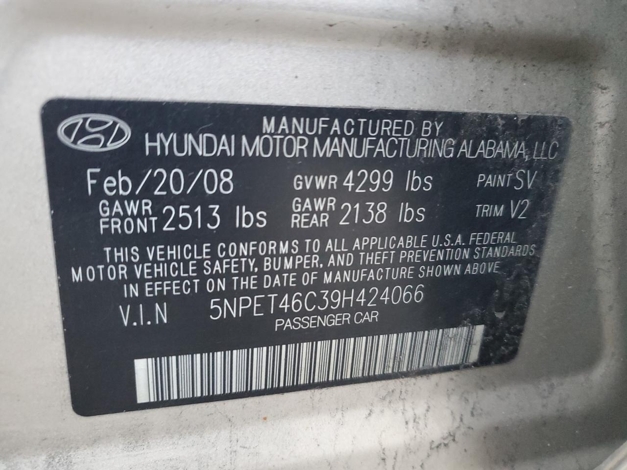 Lot #3045792644 2009 HYUNDAI SONATA GLS