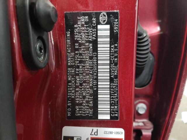 2016 TOYOTA CAMRY LE - 4T1BF1FK2GU568013
