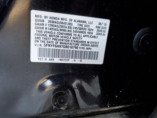 2016 HONDA PILOT TOUR - 5FNYF6H97GB018790