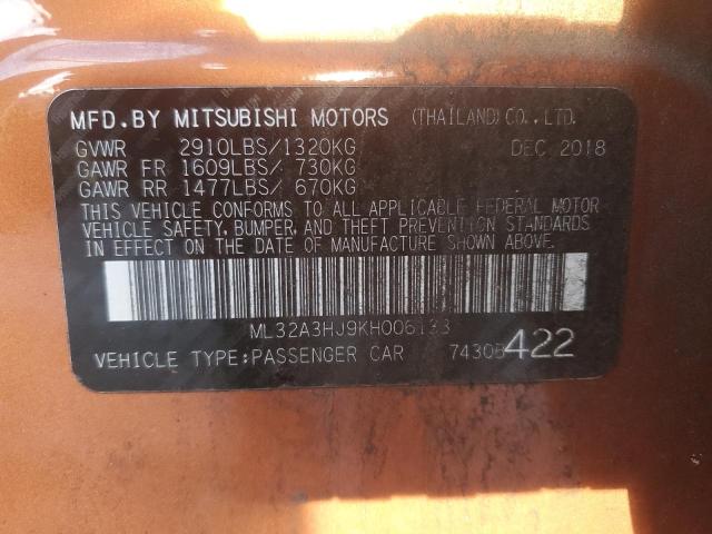 2019 MITSUBISHI MIRAGE ES - ML32A3HJ9KH006133