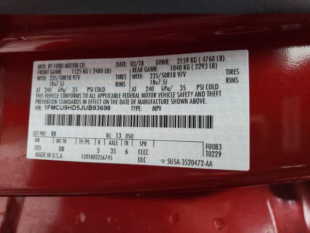 2018 FORD ESCAPE SEL 1FMCU9HD5JUB93698