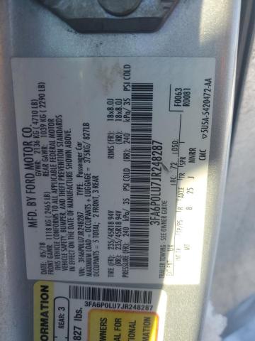 2018 FORD FUSION SE - 3FA6P0LU7JR248287