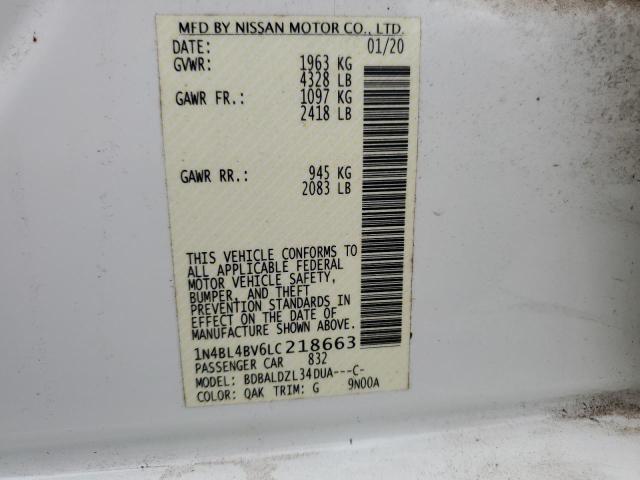 2020 NISSAN ALTIMA S 1N4BL4BV6LC218663