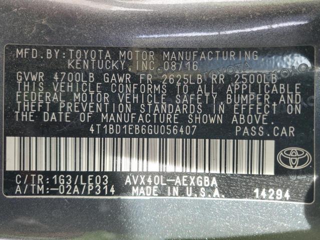 2016 TOYOTA AVALON HYB 4T1BD1EB6GU056407