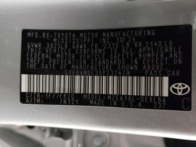 2025 TOYOTA COROLLA LE 5YFB4MDE3SP232479