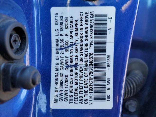 2016 HONDA CIVIC EXL - 19XFC1F75GE040376