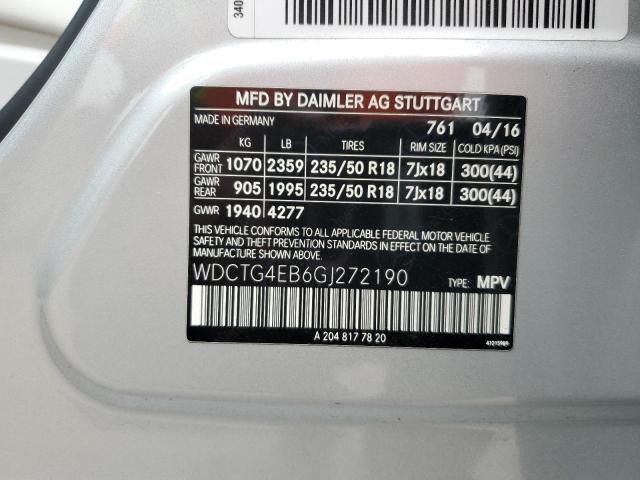 2016 MERCEDES-BENZ GLA 250 - WDCTG4EB6GJ272190