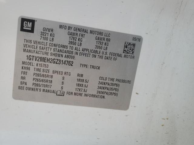 2016 GMC SIERRA K15 - 1GTV2MEH2GZ314762