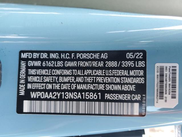 2022 PORSCHE TAYCAN WP0AA2Y13NSA15861