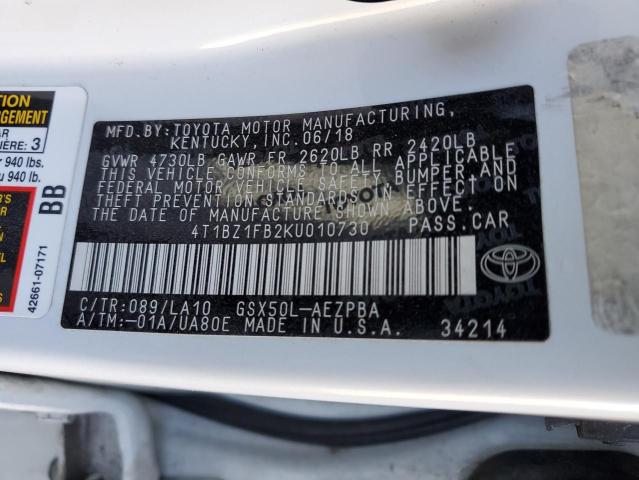 2019 TOYOTA AVALON XLE - 4T1BZ1FB2KU010730