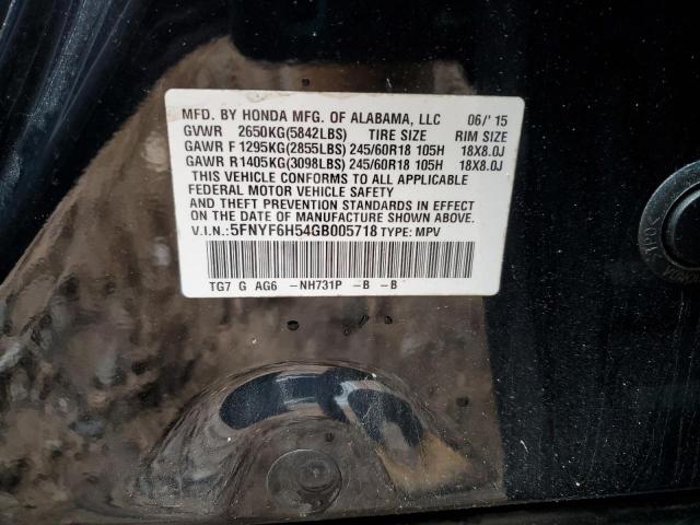 2016 HONDA PILOT EXL - 5FNYF6H54GB005718