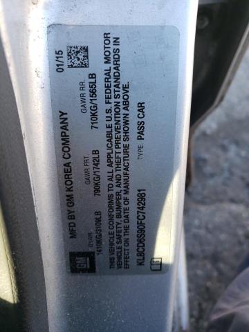 2015 CHEVROLET SPARK 1LT KL8CD6S90FC742981