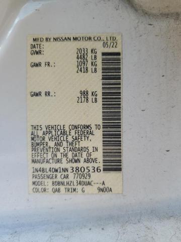 2022 NISSAN ALTIMA SV 1N4BL4DW1NN380536