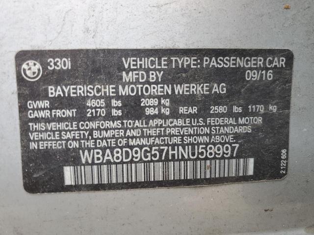 2017 BMW 330 XI WBA8D9G57HNU58997