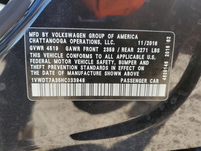 2017 VOLKSWAGEN PASSAT R-L - 1VWDT7A35HC033948