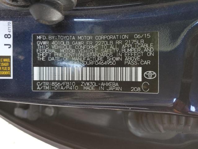 2015 TOYOTA PRIUS JTDKN3DUXF0464950