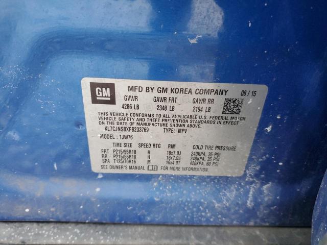 2015 CHEVROLET TRAX LTZ KL7CJNSBXFB233769