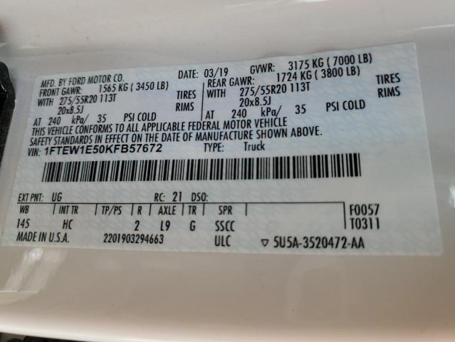2019 FORD F150 SUPER - 1FTEW1E50KFB57672