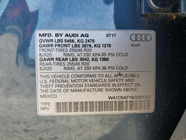 2018 AUDI Q5 PRESTIG WA1CNAFY6J2031321
