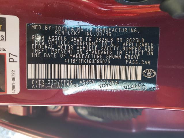 2016 TOYOTA CAMRY LE 4T1BF1FK4GU586075